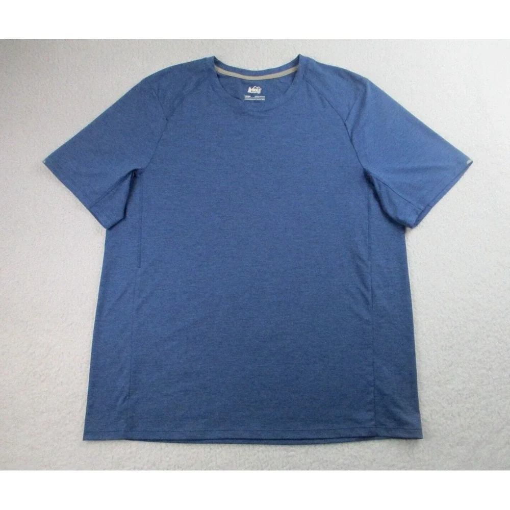 REI Co-Op T Shirt Mens L Blue Short Sleeve Stretch Hiking Workout Active Outdoor